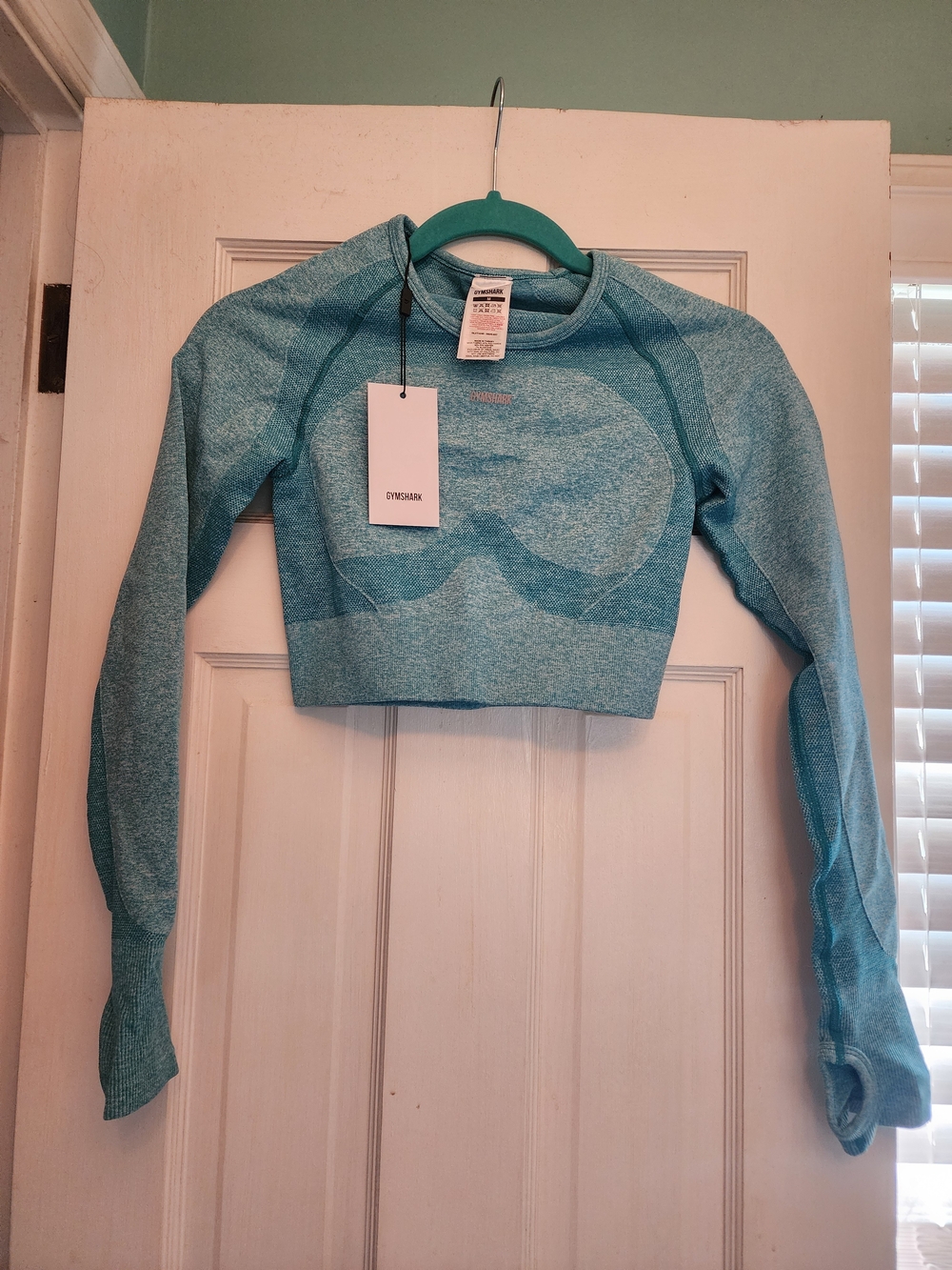 NWT Gymshark Women’s Flex Crop Top - Teal/Gray